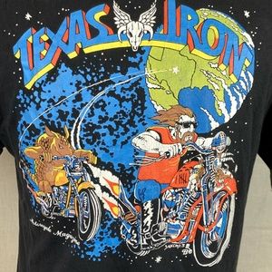 VTG Texas Iron Motorcycle Magazine Hanes Beefy Tee